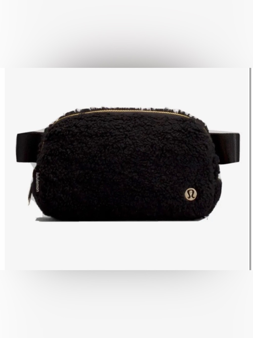 lululemon athletica Black Sherpa Zip Cosmetic Pouch with Gold Accent